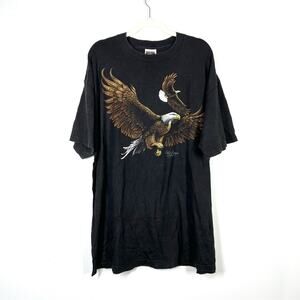 VINTAGE 90s Bald Eagle Nature Graphic Tee America Oversized 2XL